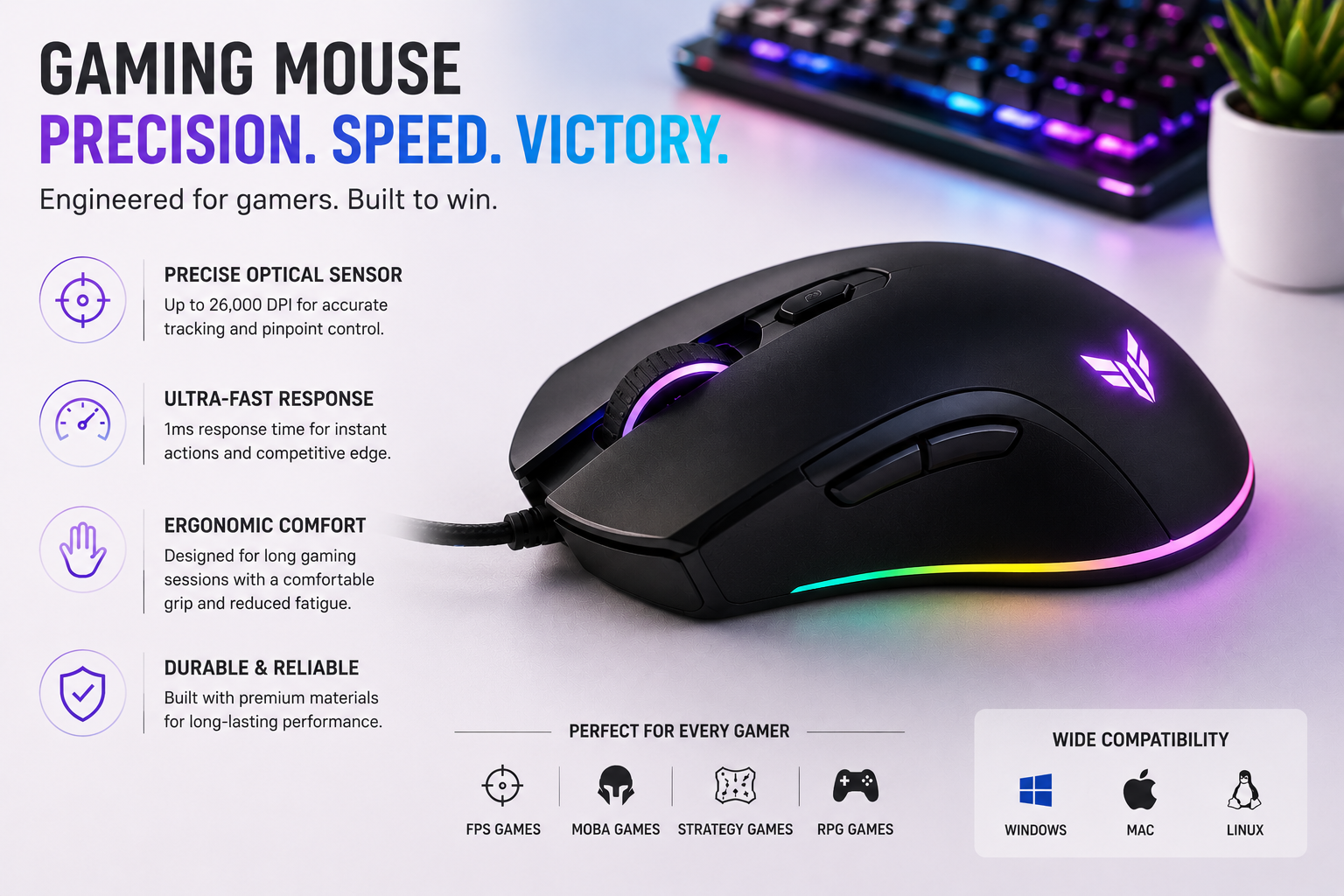 Gaming Mouse, Mouse, Gaminf setup